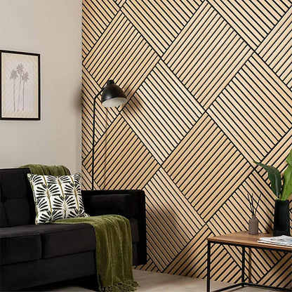 Confezione da 4 pannelli acustici quadrati in legno 600mm x 600mm con 1x adesivo in omaggio