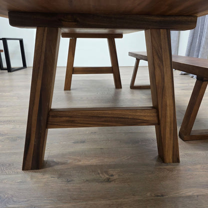 Tavolo da Pranzo in Noce Indiano Bordo Naturale 300cm x 88cm