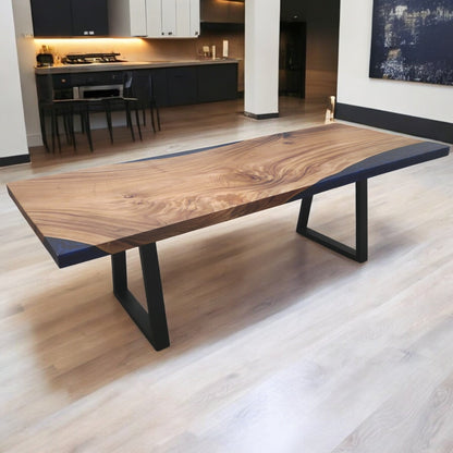 Tavolo da pranzo in noce indiano massello con bordo vivo 239 cm x 91 cm